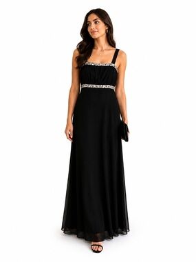 Nikki Mac Black Sequin Trim Maxi Dress Size 20